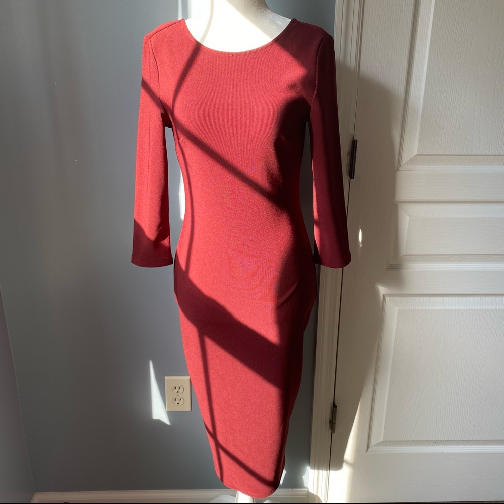 Express Garnet Long Sleeve Body Con Dress